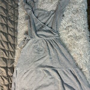 Striped Gray Wrap Dress